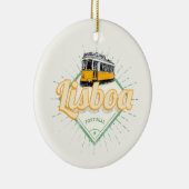 リスボンポルトガルwithレトロトラムヴィンテージホリデイ セラミックオーナメント (右)