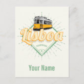 リスボンポルトガルwithレトロトラムヴィンテージホリデイ ポストカード (正面)
