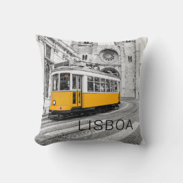 リスボンレトロトラムポルトガルヴィンテージ路面電車 クッション