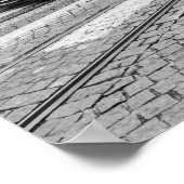 リスボンレトロトラムポルトガルヴィンテージ路面電車 ポスター (角)