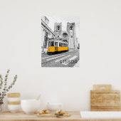 リスボンレトロトラムポルトガルヴィンテージ路面電車 ポスター (キッチン)