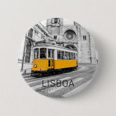 リスボンレトロトラムポルトガルヴィンテージ路面電車 缶バッジ (正面)