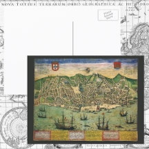 リスボン地図　ポルトガル　1598年