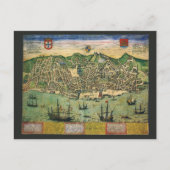 リスボン地図 ポルトガル 1598年 ポストカード (正面)