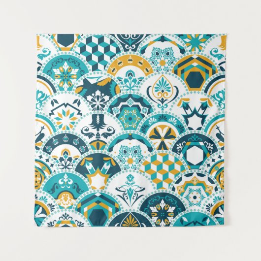 リスボン幾何アズレホタイル模様（ポルトガル語）  タペストリー (正面)