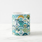 リスボン幾何学アズレジョのタイル模様、ポルトガル語 コーヒーマグカップ (中央)