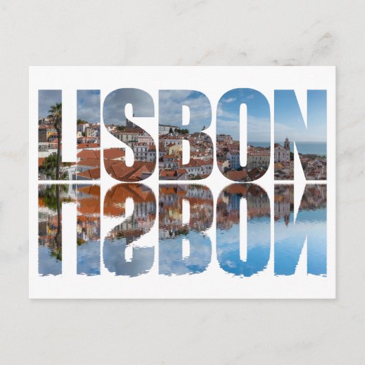 リスボン文字は反射と古い街並みを構成 ポストカード (正面)
