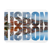 リスボン文字は反射と古い街並みを構成 マグネット (横)