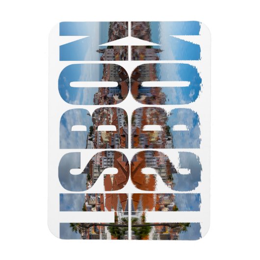 リスボン文字は反射と古い街並みを構成 マグネット (縦)