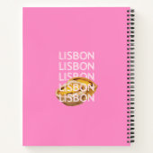 リスボン旅行アート、夏の旅行アート、ピンク ノートブック (裏面)