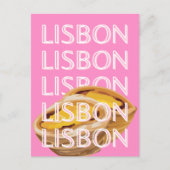 リスボン旅行アート、夏の旅行アート、ピンク ポストカード (正面)