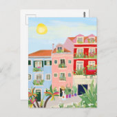 リスボン旅行カラフル ポストカード (正面/裏面)