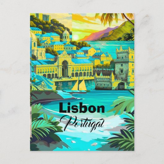 リスボン旅行絵葉書アート, ポルトガル旅行アート, L ポストカード (正面)
