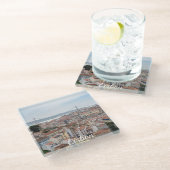 リスボン旧市街と4月25日の橋の景色 ガラスコースター (アングル)