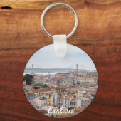 リスボン旧市街と4月25日の橋の景色 キーホルダー (裏面)