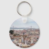 リスボン旧市街と4月25日の橋の景色 キーホルダー (裏面)