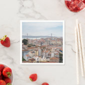 リスボン旧市街と4月25日の橋の景色 スタンダードカクテルナプキン (インサイチュ)