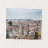 リスボン旧市街と4月25日の橋の景色 タペストリー (正面(横))