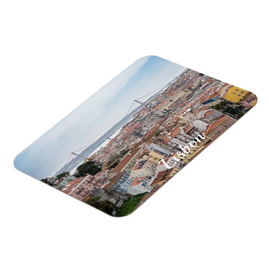 リスボン旧市街と4月25日の橋の景色 マグネット (左側)