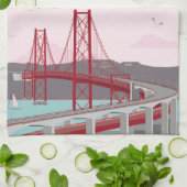 リスボン橋タガス川にヴィンテージスタイル キッチンタオル (折り畳み)