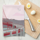 リスボン橋タガス川にヴィンテージスタイル キッチンタオル (四つ折り)