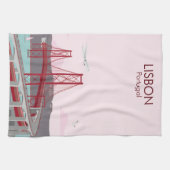 リスボン橋タガス川にヴィンテージスタイル キッチンタオル (横)