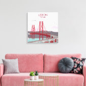 リスボン橋タガス川にヴィンテージスタイル キャンバスプリント (インサイチュ (リビング))