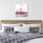 リスボン橋タガス川にヴィンテージスタイル キャンバスプリント (インサイチュ (寝室))