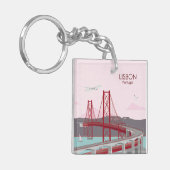 リスボン橋タガス川にヴィンテージスタイル キーホルダー (正面左)