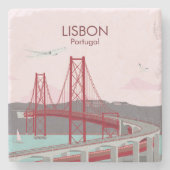 リスボン橋タガス川にヴィンテージスタイル ストーンコースター (正面)