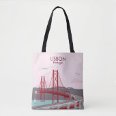 リスボン橋タガス川にヴィンテージスタイル トートバッグ (正面)