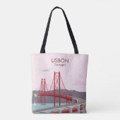 リスボン橋タガス川にヴィンテージスタイル トートバッグ (裏面)