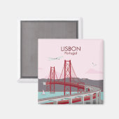 リスボン橋タガス川にヴィンテージスタイル マグネット (正面/裏面)