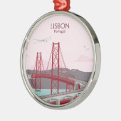 リスボン橋タガス川にヴィンテージスタイル メタルオーナメント (左)