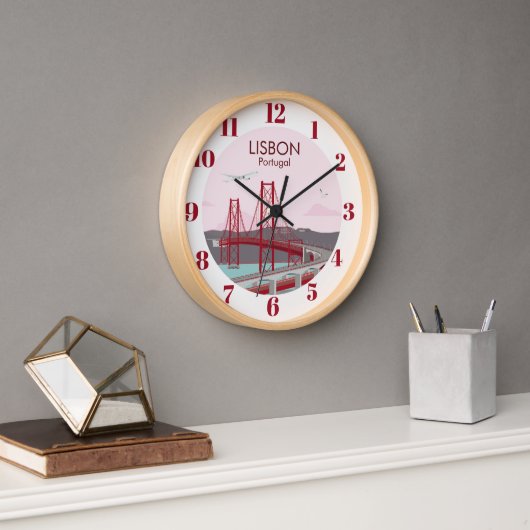 リスボン橋タガス川にヴィンテージスタイル 壁時計 (オフィス)