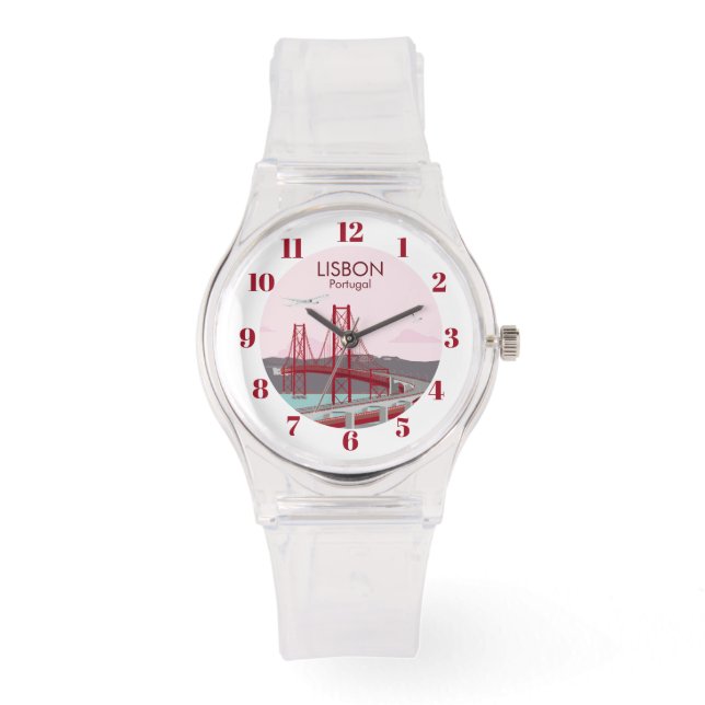 リスボン橋タガス川にヴィンテージスタイル 腕時計 (正面)