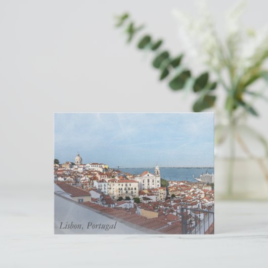 リスボン絵画のアルファマ地区の水彩色 ポストカード (スタンド正面)