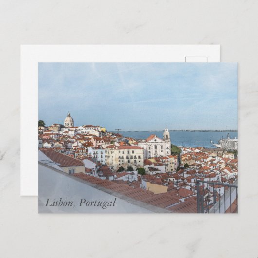 リスボン絵画のアルファマ地区の水彩色 ポストカード (正面/裏面)