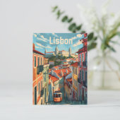 リスボン電車ヴィンテージ ポストカード (スタンド正面)