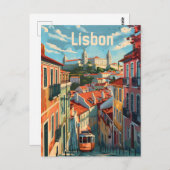 リスボン電車ヴィンテージ ポストカード (正面/裏面)