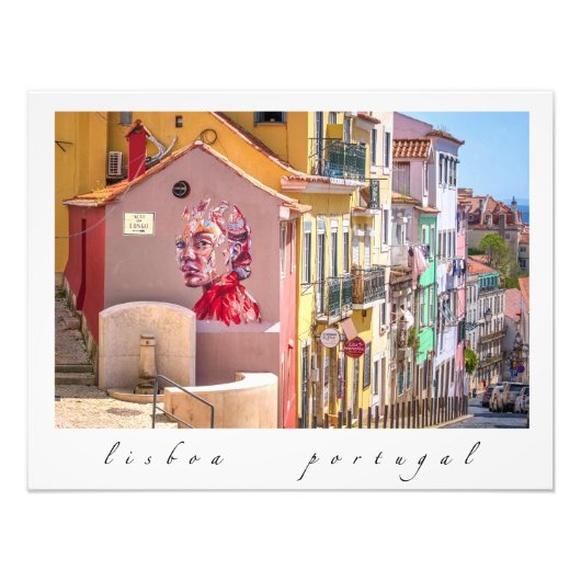 リスボン，ポルトカラフルガル，壁画，写真 フォトプリント            (正面)