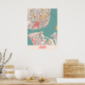 リスボン – ポルトガルチョークシティマップ ポスター (キッチン)