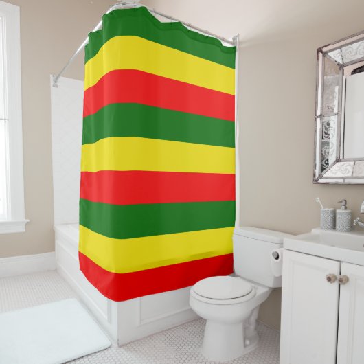 リスボン、ポルトガル国旗ストライプのシャワーカーテン シャワーカーテン (インサイチュ)