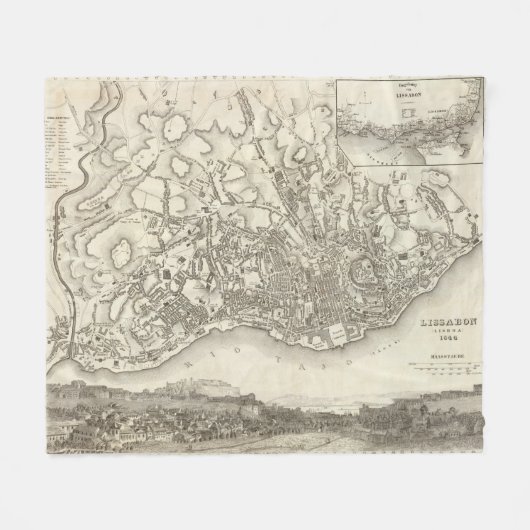 リスボン、ポルトガル フリースブランケット (正面(横))