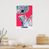 リスボン – ポルトガルMilkTea市地図 ポスター (キッチン)