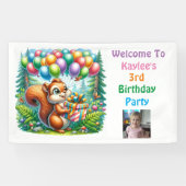 リスレルウッドランドをテーマにした誕生日 パーソナライズされた 横断幕 (横)