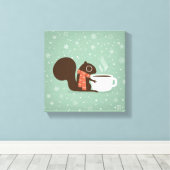 リスレルコーヒーラバーウッドランドウィンターホリデー キャンバスプリント (インサイチュ (ウッドフロア))