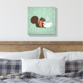 リスレルコーヒーラバーウッドランドウィンターホリデー キャンバスプリント (インサイチュ (寝室))