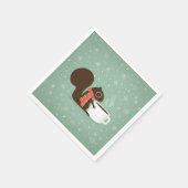 リスレルコーヒーラバーウッドランドウィンターホリデー スタンダードカクテルナプキン (角)