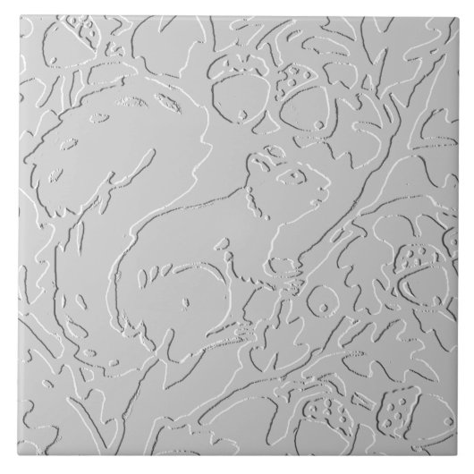 リスレルホワイトグレーブラックエンボスウッドランドアコーン タイル (正面)